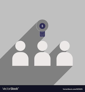 Flat with shadow icon group of people think vector image