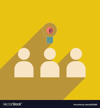 Flat with shadow icon group of people think vector image