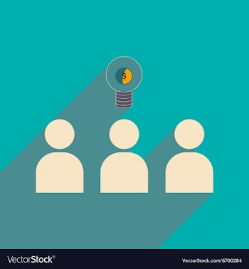 Flat with shadow icon group of people think vector image
