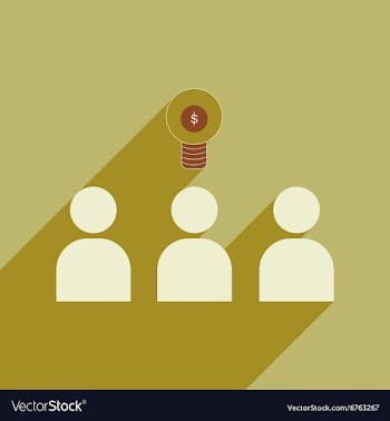 Flat with shadow icon group of people think vector image