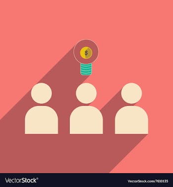 Flat with shadow icon group of people think vector image
