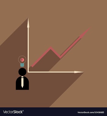 Flat with shadow icon growing graph and people vector image