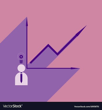 Flat with shadow icon growing graph and people vector image