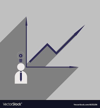 Flat with shadow icon growing graph and people vector image