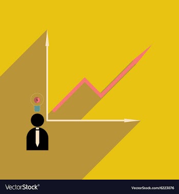 Flat with shadow icon growing graph and people vector image