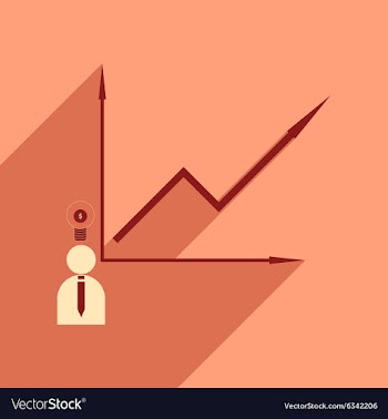 Flat with shadow icon growing graph and people vector image