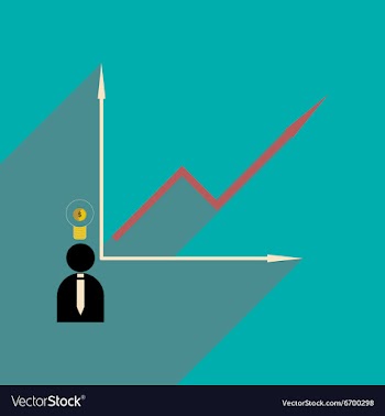 Flat with shadow icon growing graph and people vector image