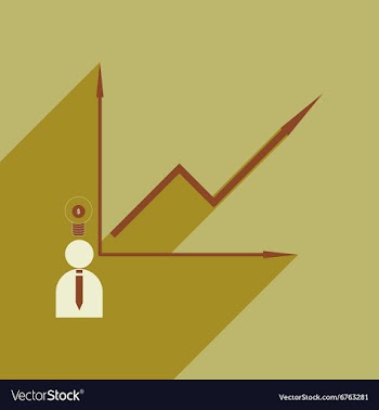 Flat with shadow icon growing graph and people vector image