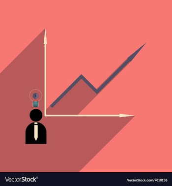 Flat with shadow icon growing graph and people vector image