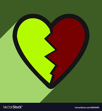 Flat with shadow Icon Heart broken pieces on vector image