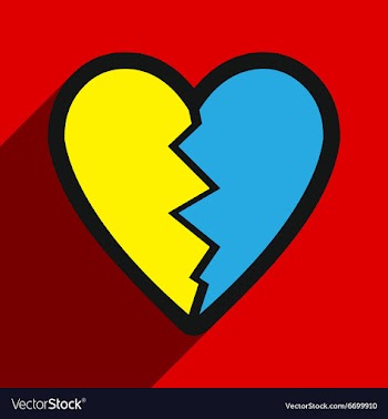 Flat with shadow Icon Heart broken pieces on vector image