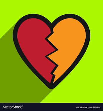 Flat with shadow Icon Heart broken pieces on vector image
