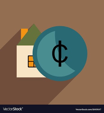 Flat with shadow icon house and coins vector image