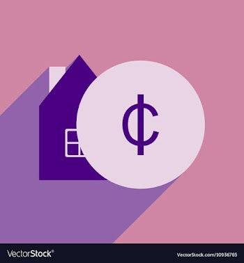 Flat with shadow icon house and coins vector image