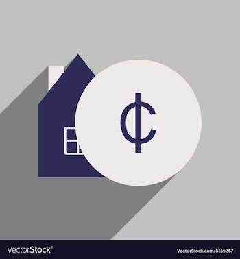Flat with shadow icon house and coins vector image