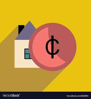 Flat with shadow icon house and coins vector image