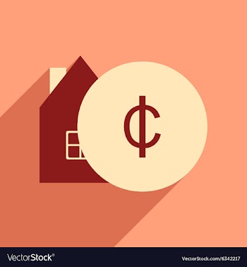 Flat with shadow icon house and coins vector image