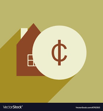 Flat with shadow icon house and coins vector image