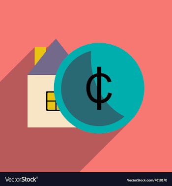 Flat with shadow icon house and coins vector image