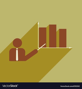Flat with shadow icon human and economic graph vector image