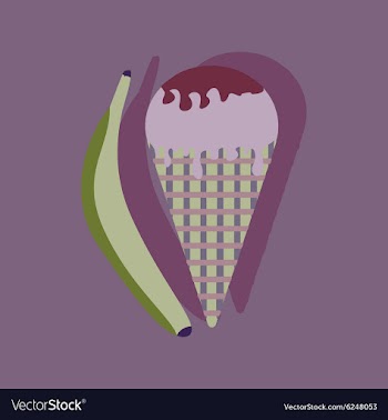 Flat with shadow Icon ice cream and banana vector image