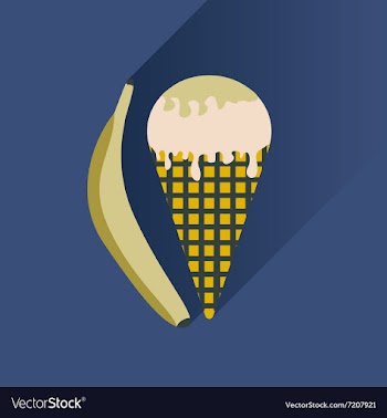 Flat with shadow Icon ice cream and banana vector image