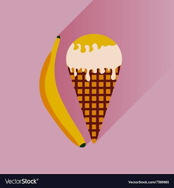 Flat with shadow Icon ice cream and banana vector image