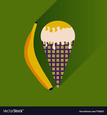 Flat with shadow Icon ice cream and banana vector image