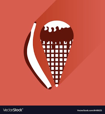 Flat with shadow Icon ice cream and banana vector image