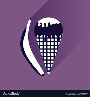 Flat with shadow Icon ice cream and banana vector image