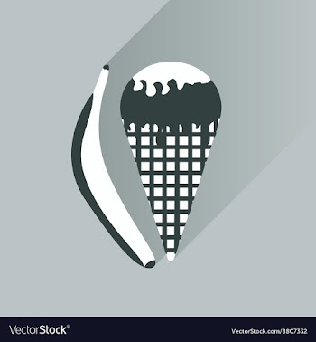 Flat with shadow Icon ice cream and banana vector image