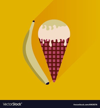 Flat with shadow Icon ice cream and banana vector image