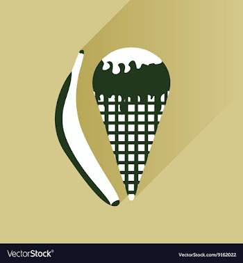 Flat with shadow Icon ice cream and banana vector image