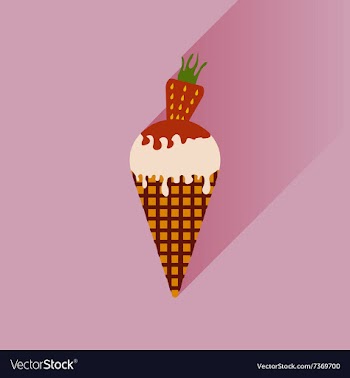 Flat with shadow Icon Ice cream strawberries on vector image