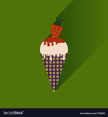 Flat with shadow Icon Ice cream strawberries on vector image