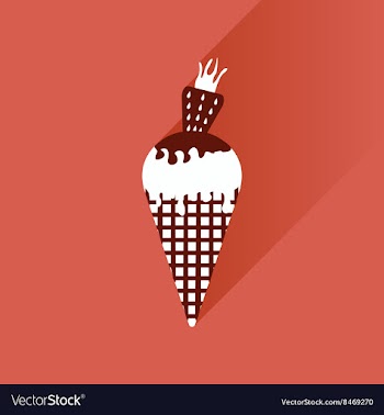 Flat with shadow Icon Ice cream strawberries on vector image