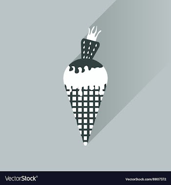 Flat with shadow Icon Ice cream strawberries on vector image