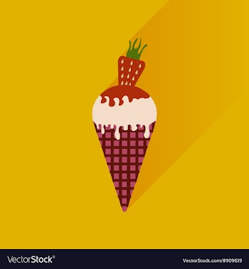 Flat with shadow Icon Ice cream strawberries on vector image