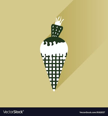 Flat with shadow Icon Ice cream strawberries on vector image