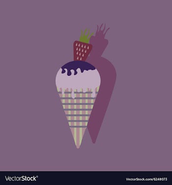 Flat with shadow Icon Ice cream strawberries vector image