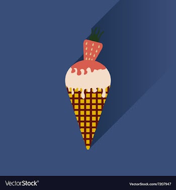 Flat with shadow Icon Ice cream strawberries vector image