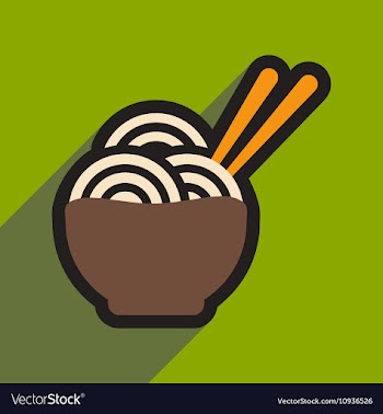 Flat with shadow icon Japanese noodles stylish vector image