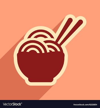 Flat with shadow icon Japanese noodles stylish vector image