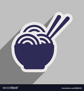 Flat with shadow icon Japanese noodles stylish vector image
