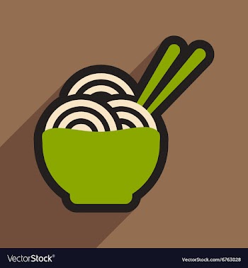 Flat with shadow icon Japanese noodles stylish vector image