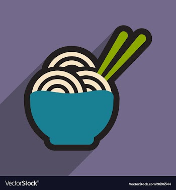 Flat with shadow icon Japanese noodles stylish vector image