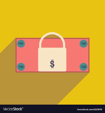 Flat with shadow icon lock and dollar vector image