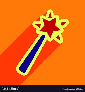 Flat with shadow Icon magic wand on a colored vector image