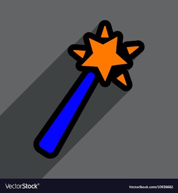 Flat with shadow Icon magic wand on a colored vector image