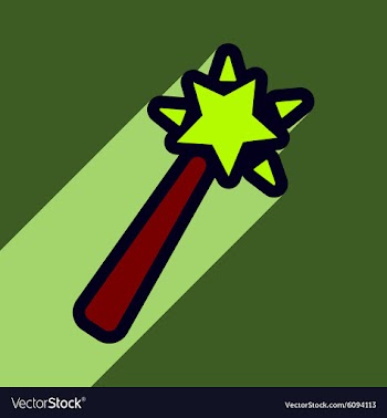 Flat with shadow Icon magic wand on a colored vector image